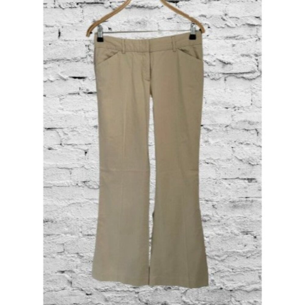 Theory Womens Beige Cotton & Lycra Bootcut Trousers Tuxedo Stripe Size 4